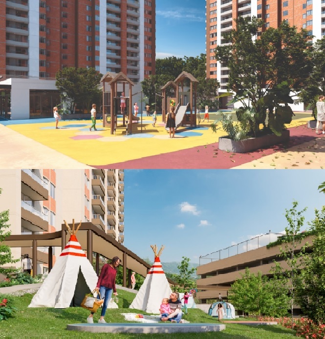 Renders de exteriores procedentes del proyecto inmobiliario Faro Verde, Medell&iacute;n