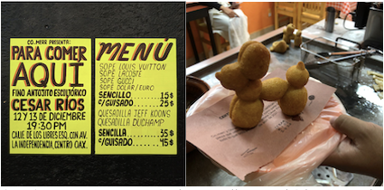 &ldquo;Men&uacute;&rdquo; y &ldquo;Quesadilla
Jeff Koons&rdquo;.