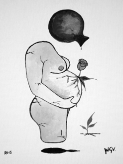 Mujer c&aacute;ntaro alimentando la rosa de su vientre